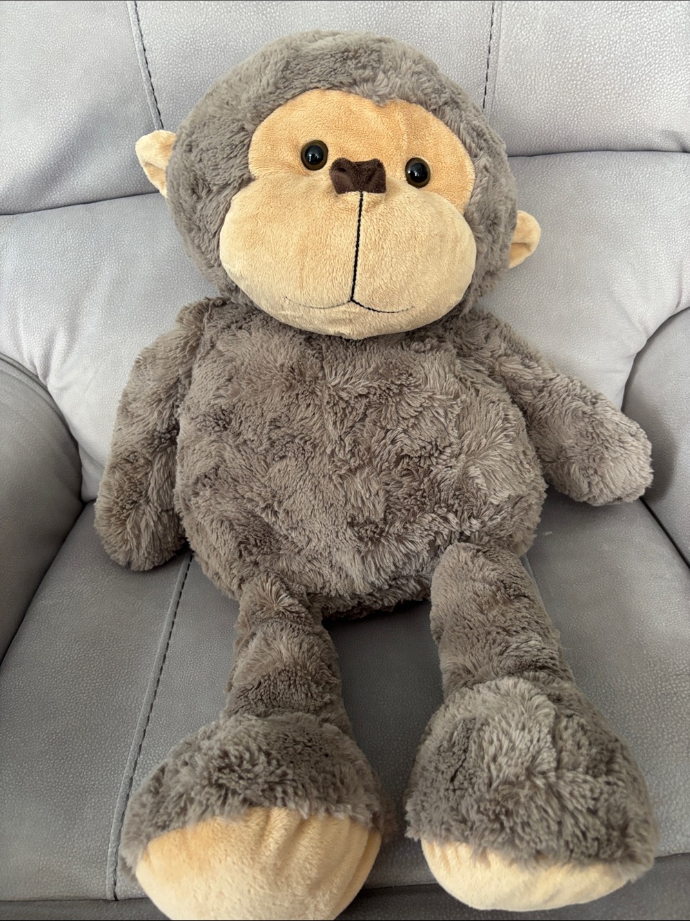 Monkey Plush, Floppy Stuffed Animal - brown and Beige, 25” Long x 18” wide